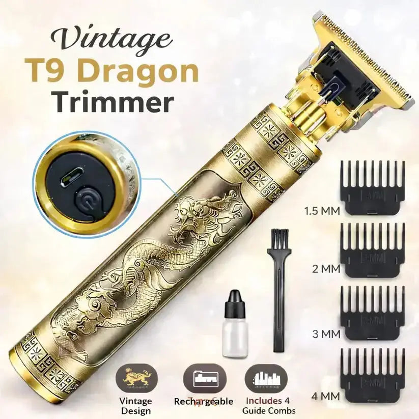 T9 Trimmer - Vintage T9 Gold Hair Trimmer - Premium Body Dragon Shape T9 Hair Trimmer Plastic Body BuyMarto