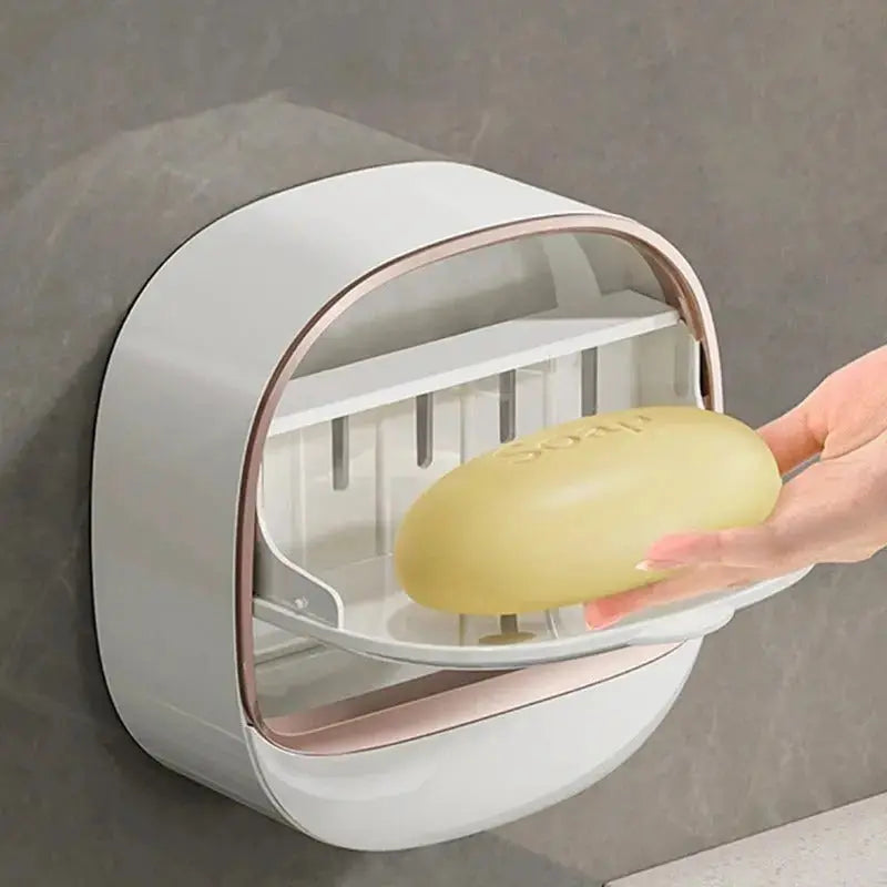 1PC Soap Box Wall Mounted Light Luxury Soap Holder Punch Free Drain Laundry Soap Box Easy Cleaning | Random Colour BuyMarto
