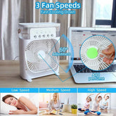 10-Inch Desktop Water Mist Fan Portable Humidifier Air Cooler with 5-Hole Spray, 3 Speed Modes & LED Night Light (Non-Rechargeable)