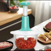 9-in-1 Vegetable Chopper 2000ML & Manual Push Chopper 1500ML – Hand Food Processor with 3 Stainless Steel Blades for Fruits, Vegetables & Nuts BuyMarto