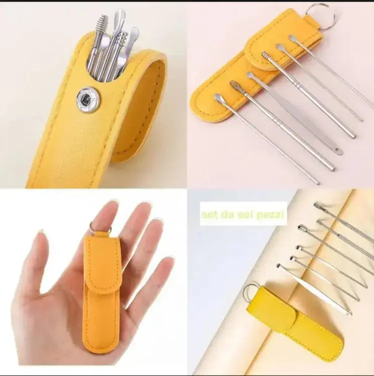 Ear Wax Cleaning Kit, 6 Pcs Ear Pick Tools, Wax Removal Kit, Ear Cleaning Tool Set, Spring Earwax Cleaner Tool Ear Wax Remover( random color) - pack of 1 BuyMarto