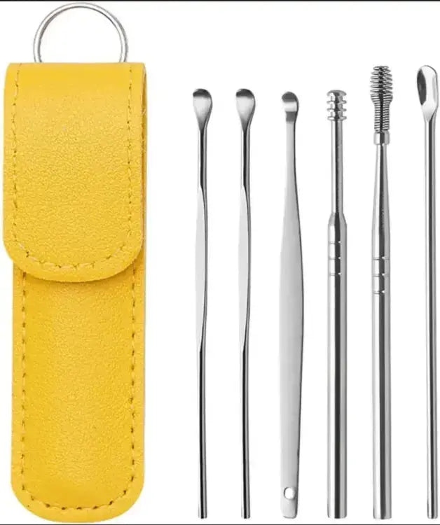 Ear Wax Cleaning Kit, 6 Pcs Ear Pick Tools, Wax Removal Kit, Ear Cleaning Tool Set, Spring Earwax Cleaner Tool Ear Wax Remover( random color) - pack of 1 BuyMarto