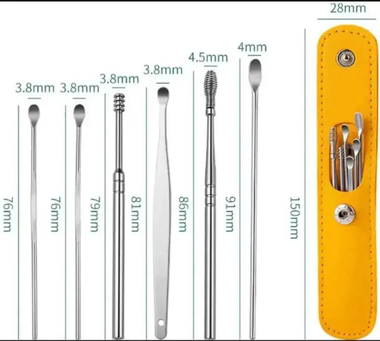 Ear Wax Cleaning Kit, 6 Pcs Ear Pick Tools, Wax Removal Kit, Ear Cleaning Tool Set, Spring Earwax Cleaner Tool Ear Wax Remover( random color) - pack of 1 BuyMarto
