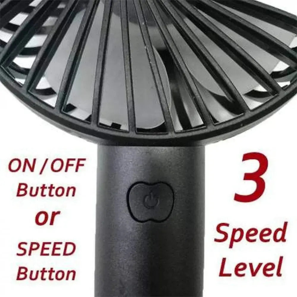 Portable USB Rechargeable Fan | Handheld 3 Speed Strong Wind Electric Small Mini Cooling Fan (random color) BuyMarto