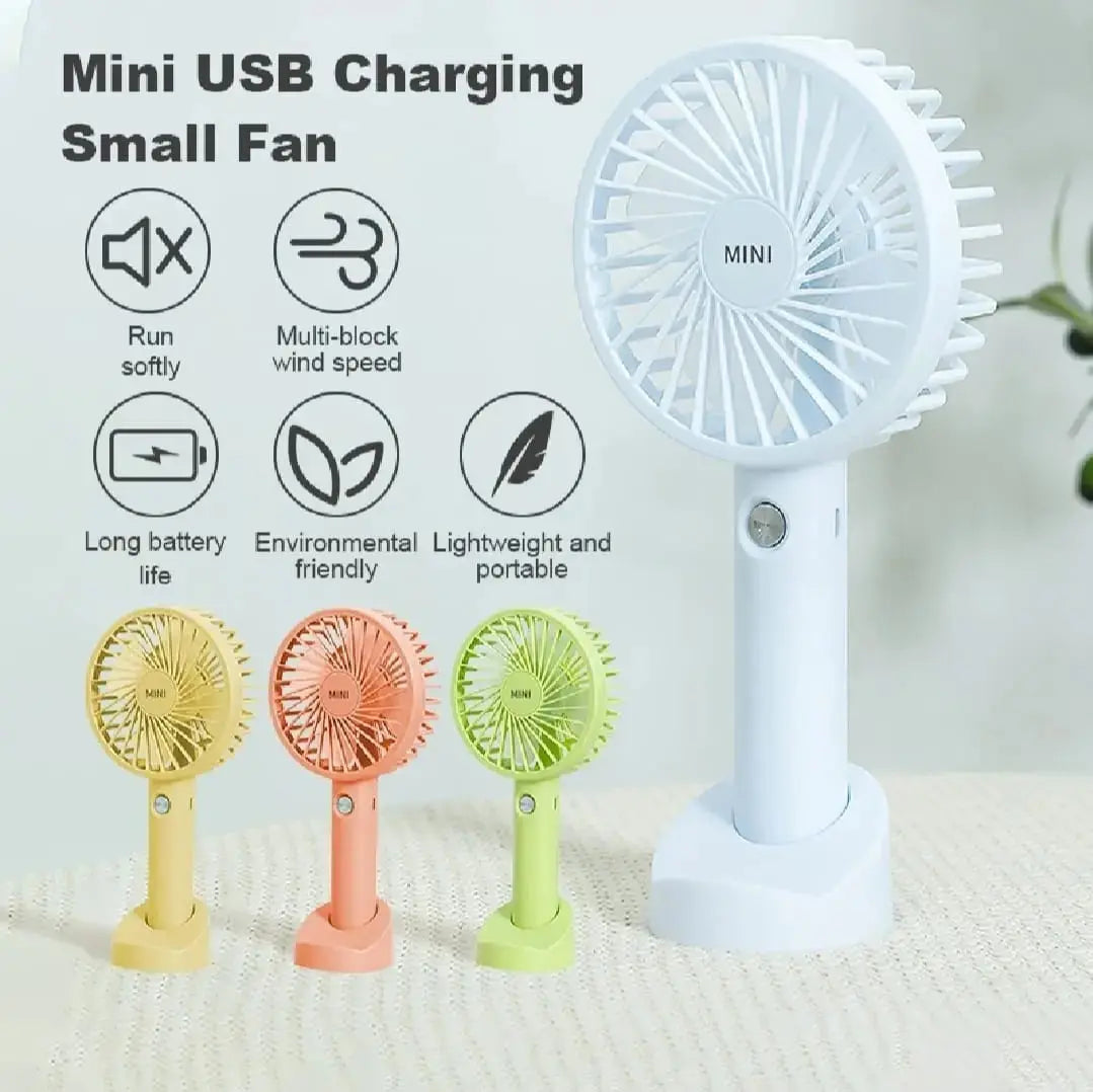 Portable USB Rechargeable Fan | Handheld 3 Speed Strong Wind Electric Small Mini Cooling Fan (random color) BuyMarto