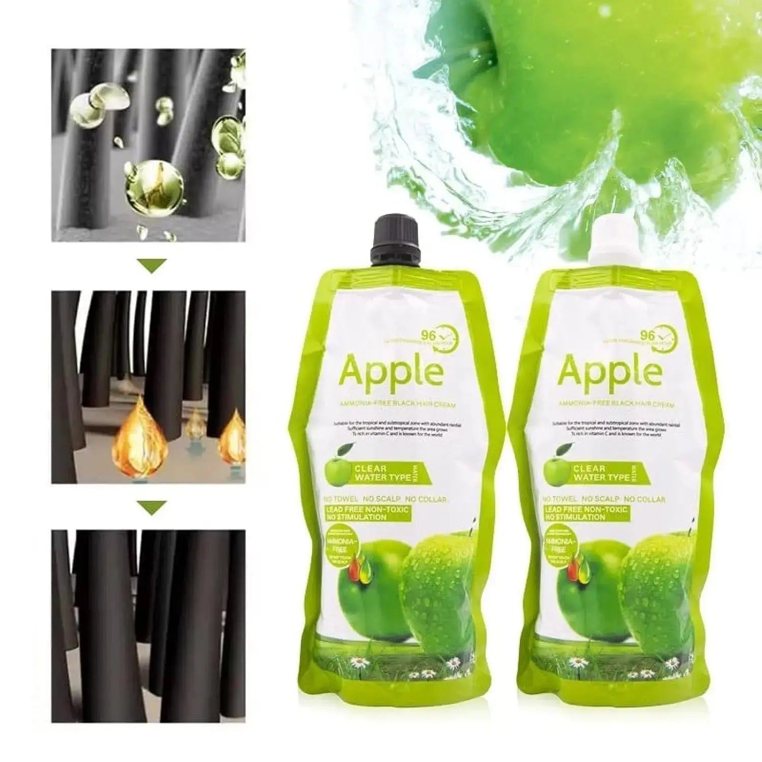 Apple Hair Color 500 ml Ammonia-Free Black Hair Color Cream – Natural-Looking Coverage with Nourishing Formula (Copy) - Black BuyMarto