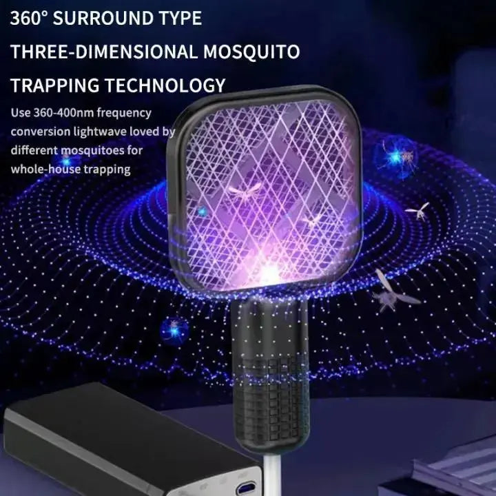 Mini USB Rechargeable Mosquito Racket with UV Light – Portable Electric Bug Zapper & Fly Swatter for Indoor/Outdoor Use, Home, Office, Travel & Camping BuyMarto
