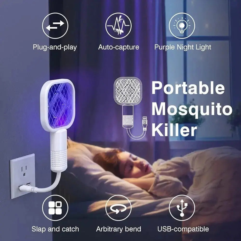Mini USB Rechargeable Mosquito Racket with UV Light – Portable Electric Bug Zapper & Fly Swatter for Indoor/Outdoor Use, Home, Office, Travel & Camping BuyMarto