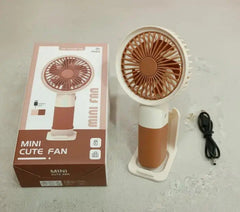 Mini Cute Fan – Portable USB Rechargeable Handheld Cooling Fan for Kids & Adults, Stand/Base Included (Random Color) BuyMarto