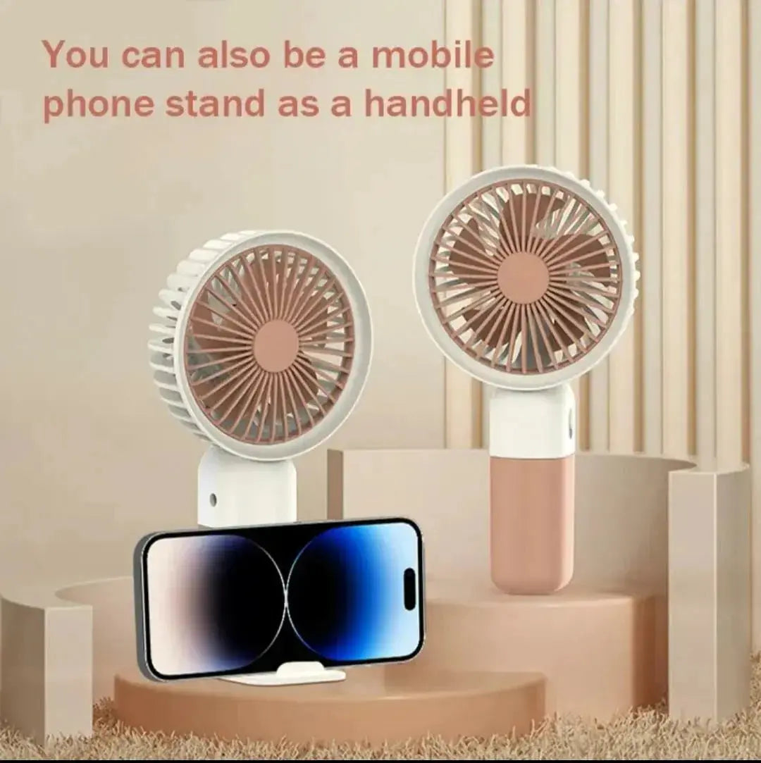 Mini Cute Fan – Portable USB Rechargeable Handheld Cooling Fan for Kids & Adults, Stand/Base Included (Random Color) BuyMarto