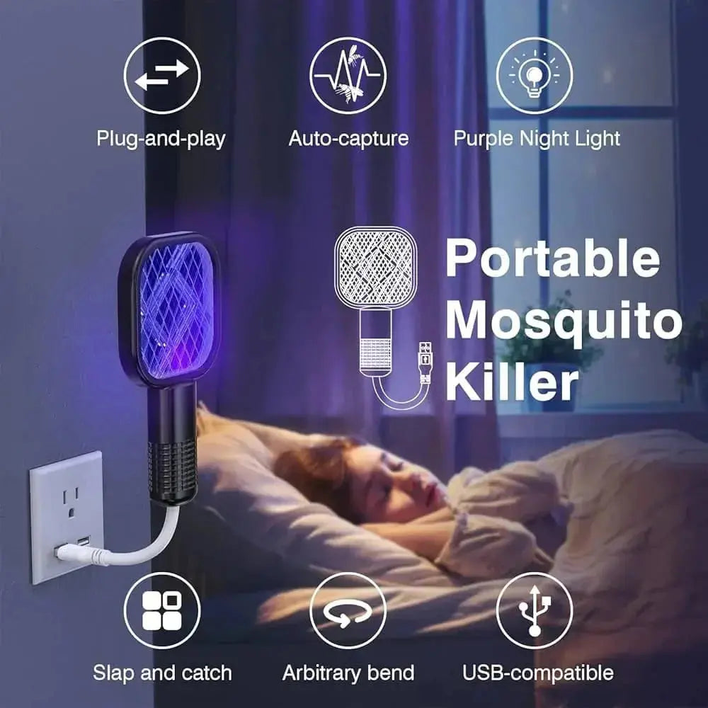 USB Rechargeable Mosquito Killer Racket | Portable Mosquito Repellent Racket With UV Light For Home Office Use BuyMarto