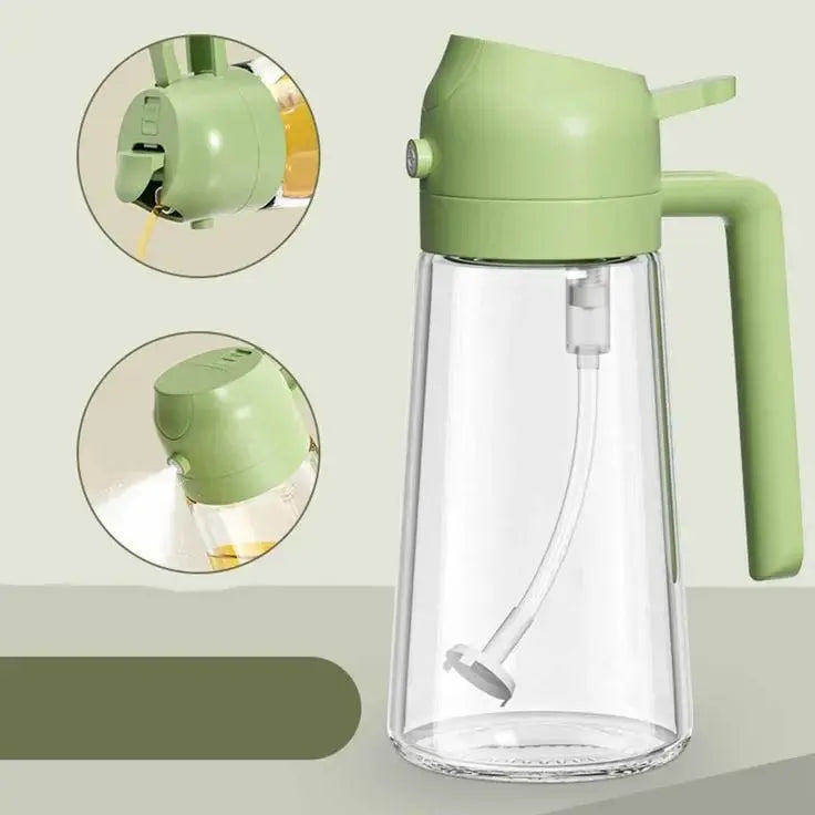 2-in-1 Oil Spray Bottle | Adjustable Mist & Dispenser | 470ml Leak-Proof Glass Container | For Cooking, BBQ, Baking & Air Fryer 470ml (Random Color) BuyMarto