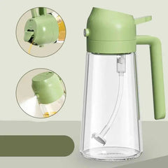 2-in-1 Oil Spray Bottle | Adjustable Mist & Dispenser | 470ml Leak-Proof Glass Container | For Cooking, BBQ, Baking & Air Fryer 470ml (Random Color) BuyMarto
