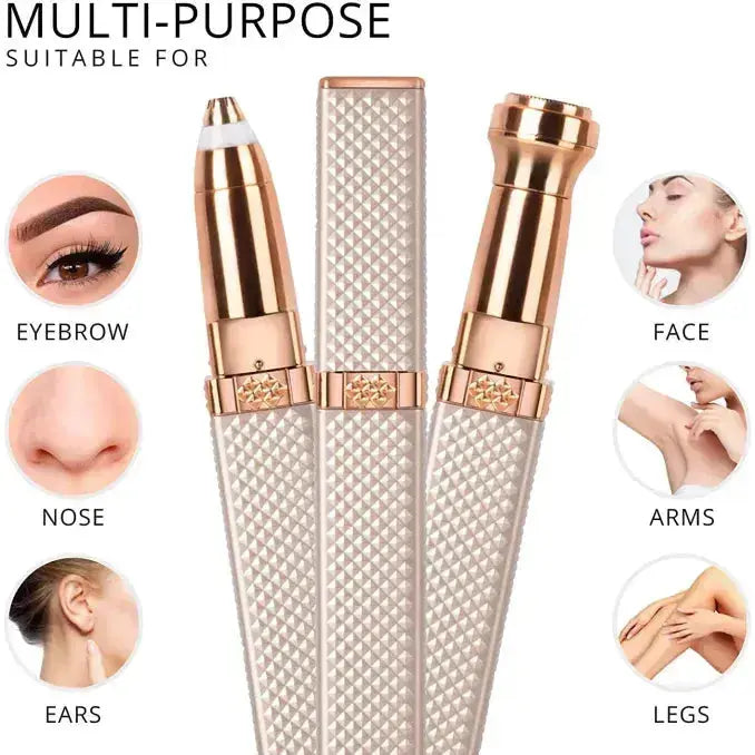 2-in-1 Flawless Hair Remover & Eyebrow Trimmer – Portable Electric Facial Hair Trimmer for Women | Painless & Rechargeable BuyMarto