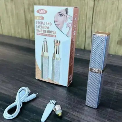 2-in-1 Flawless Hair Remover & Eyebrow Trimmer – Portable Electric Facial Hair Trimmer for Women | Painless & Rechargeable BuyMarto