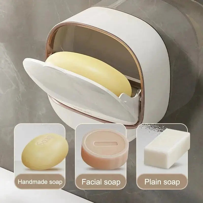 1PC Soap Box Wall Mounted Light Luxury Soap Holder Punch Free Drain Laundry Soap Box Easy Cleaning | Random Colour BuyMarto