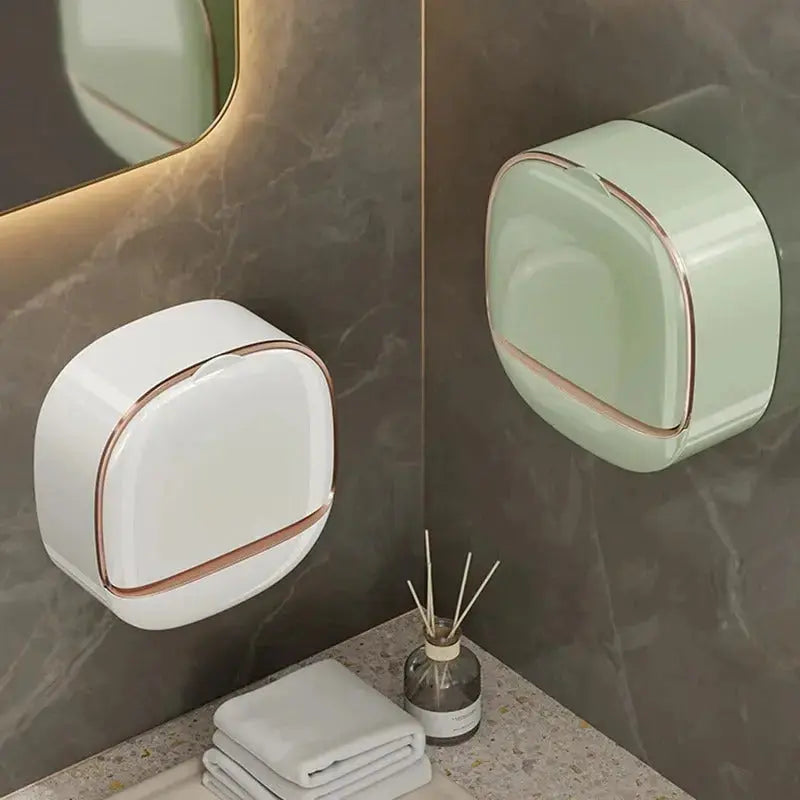 1PC Soap Box Wall Mounted Light Luxury Soap Holder Punch Free Drain Laundry Soap Box Easy Cleaning | Random Colour BuyMarto