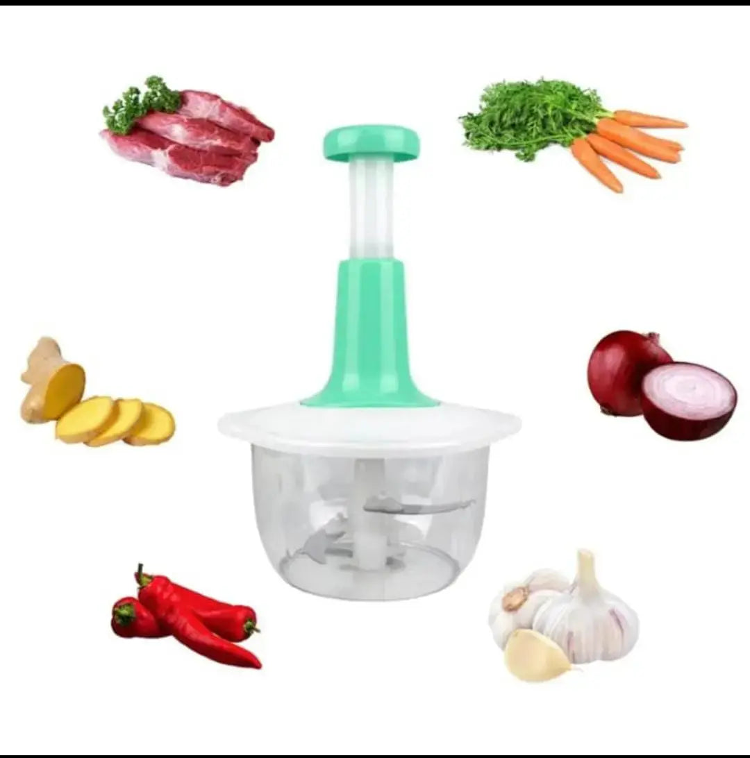 9-in-1 Vegetable Chopper 2000ML & Manual Push Chopper 1500ML – Hand Food Processor with 3 Stainless Steel Blades for Fruits, Vegetables & Nuts BuyMarto