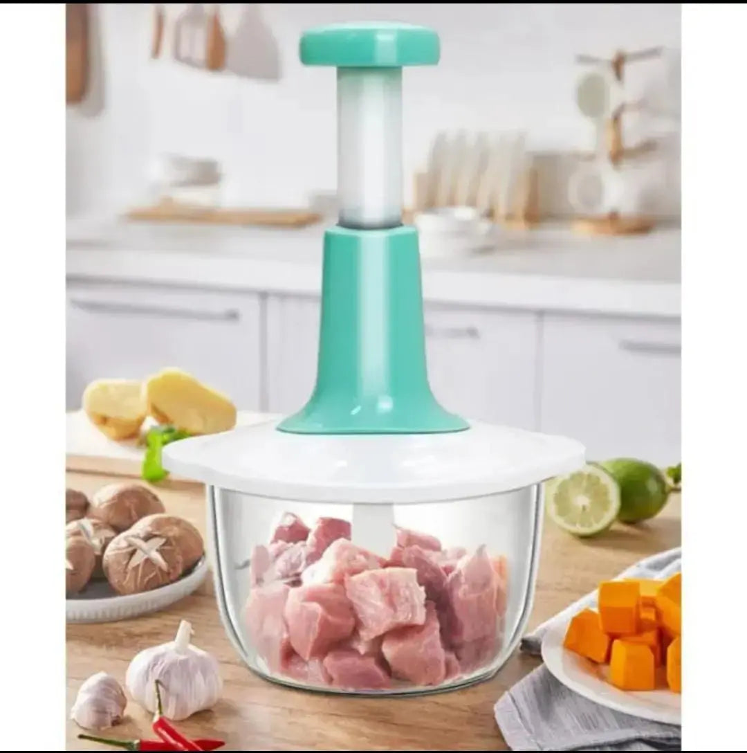 9-in-1 Vegetable Chopper 2000ML & Manual Push Chopper 1500ML – Hand Food Processor with 3 Stainless Steel Blades for Fruits, Vegetables & Nuts BuyMarto