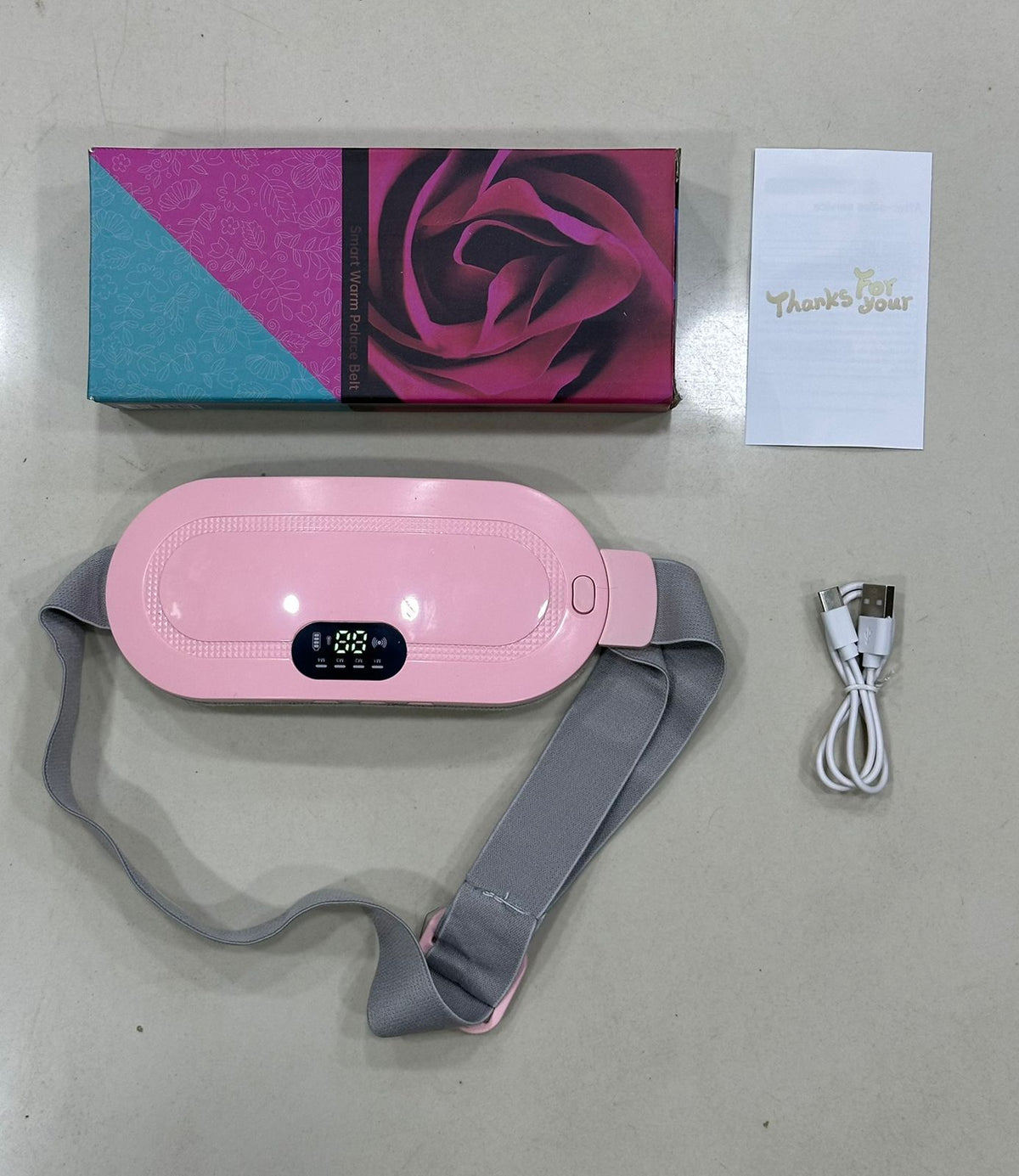Portable Menstrual Heating Pad Belt for Women Pakistan | Electric Period Pain Relief Massager | Rechargeable Heated Belly Belt with 3 Heat Levels & 4 Massage Modes (Flower Box)